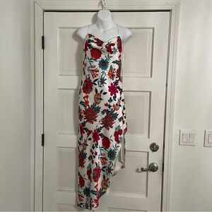 Haney Goldie Floral Silk Feel Slip Dress Criss Cross‎ Back